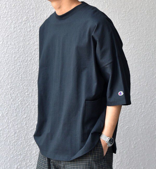 SHIPS any「【SHIPS any別注】Champion: ロゴ刺繍 ドルマン キャンプポケット Tシャツ◆」|Tシャツ・カットソー|