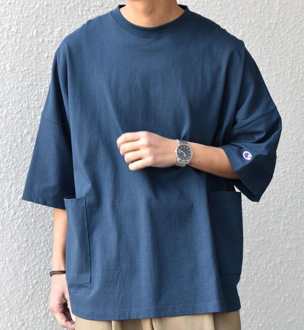 SHIPS any「【SHIPS any別注】Champion: ロゴ刺繍 ドルマン キャンプポケット Tシャツ◆」|Tシャツ・カットソー|