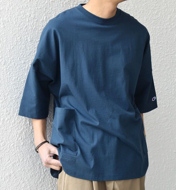 SHIPS any「【SHIPS any別注】Champion: ロゴ刺繍 ドルマン キャンプポケット Tシャツ◆」|Tシャツ・カットソー|