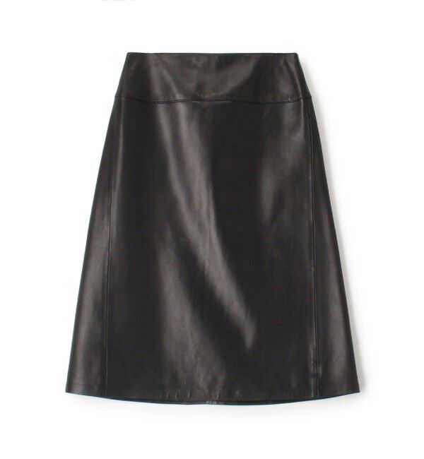 TOMORROWLAND collection「アニリンレザー トラペーズスカート」|台形|19 ブラック
