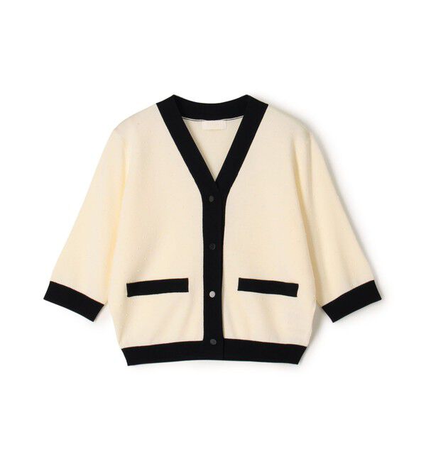 Ballsey「ストレッチタックドット Vネックカーディガン」|カーディガン|12 ホワイト系