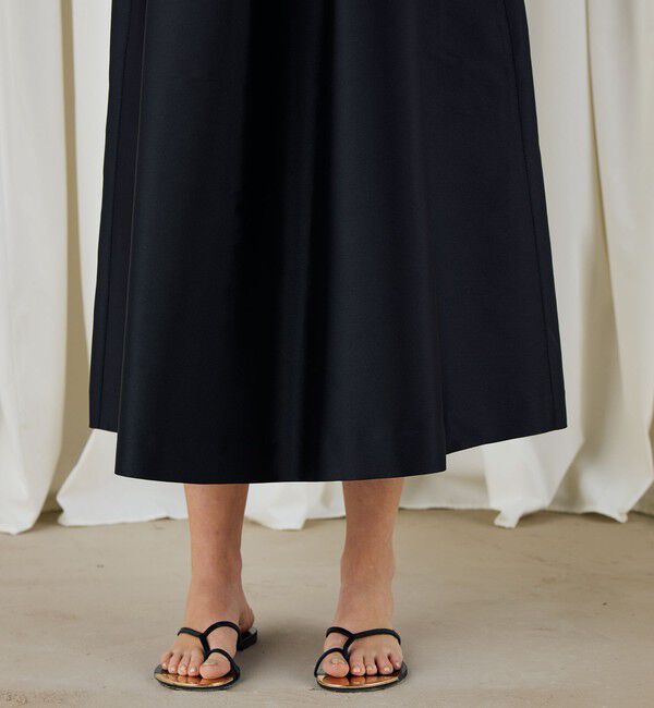DES PRES「シルクポリエステルツイル ギャザーロングスカート」|フレア|