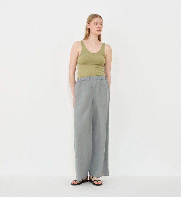 GALERIE VIE「リネンキュプラシルクコンパクト ワイドイージーパンツ」|その他|