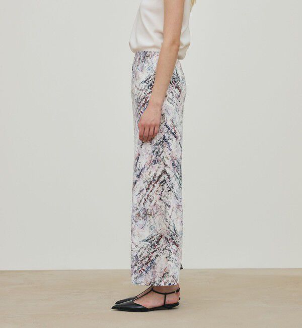 DES PRES「メッセージ ウォールプリント エラスティックストレートスカート」|タイト|