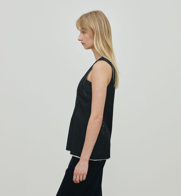 DES PRES「レーヨンサテン ノースリーブトップス」|シャツ・ブラウス|