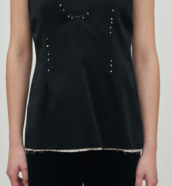 DES PRES「レーヨンサテン ノースリーブトップス」|シャツ・ブラウス|