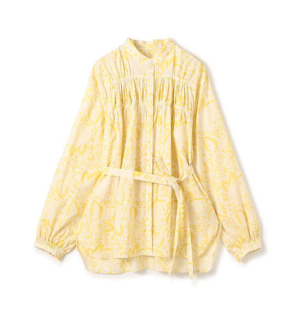 SOULEIADO「コットンローンプリント シャーリングチュニックブラウス」|シャツ・ブラウス|22 イエロー系
