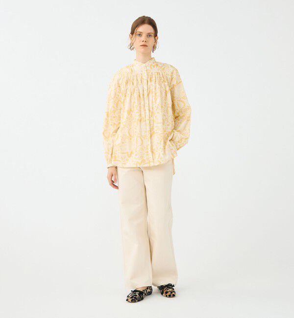 SOULEIADO「コットンローンプリント シャーリングチュニックブラウス」|シャツ・ブラウス|