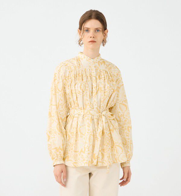 SOULEIADO「コットンローンプリント シャーリングチュニックブラウス」|シャツ・ブラウス|