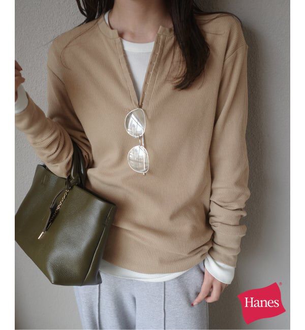 SLOBE IENA「HANES/ヘインズ SLOBE別注 WAFFLE 2パックカットソー」|Tシャツ・カットソー|ベージュ