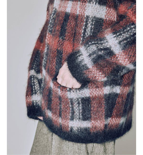 J.S.Homestead「Stead / ステッド モヘヤ ミックス プレイド カーディガン」|カーディガン|