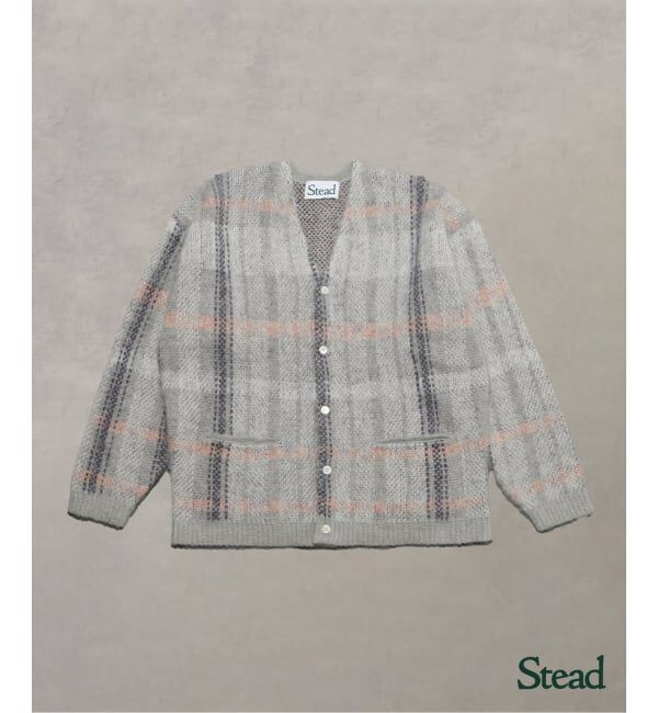 J.S.Homestead「Stead / ステッド モヘヤ ミックス プレイド カーディガン」|カーディガン|グレー