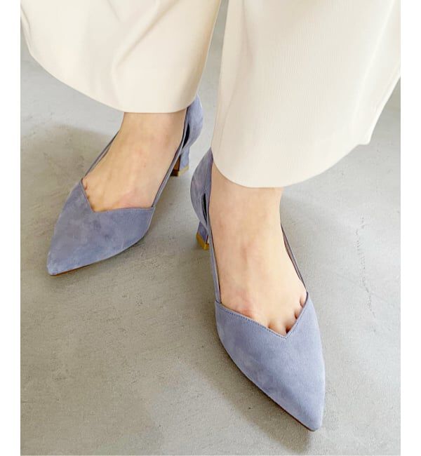  「《予約》5cmポインテッドサイドオープンパンプス」|パンプス|サックスブルー