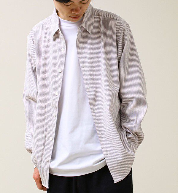 GLOSTER「【清涼感のある表情】ストライプレギュラーカラーシャツ」|シャツ・ブラウス|