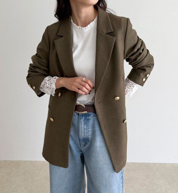 fredy emue「【1枚でもレイヤードでも◎】レーススリーブ衿フリルロンTシャツ」|Tシャツ・カットソー|