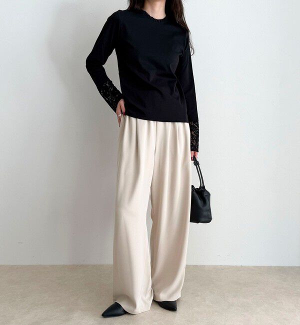 fredy emue「【1枚でもレイヤードでも◎】レーススリーブ衿フリルロンTシャツ」|Tシャツ・カットソー|