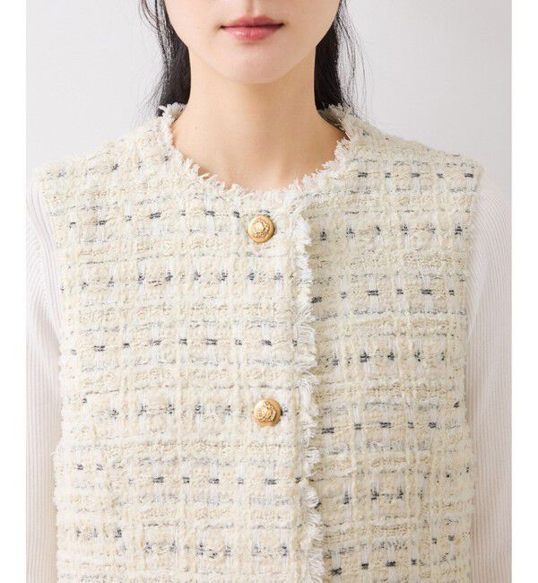 VIS「【WEB限定】ノーカラーツイードジレ」|ベスト・ジレ|