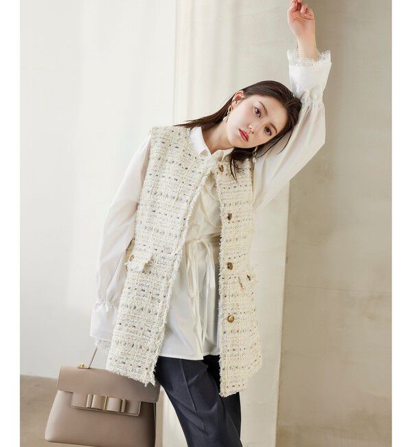 VIS「【WEB限定】ノーカラーツイードジレ」|ベスト・ジレ|