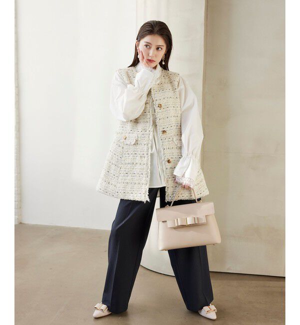 VIS「【WEB限定】ノーカラーツイードジレ」|ベスト・ジレ|