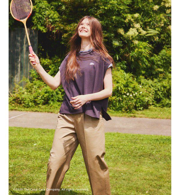 Rope&rsquo;Picnic「【Coca-Cola】【汗染み加工・セットアップ対応】ラメ入りミニ裏毛フレンチスリーブTシャツ」|Tシャツ・カットソー|