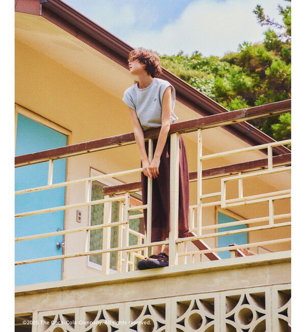 Rope&rsquo;Picnic「【Coca-Cola】【汗染み加工・セットアップ対応】ラメ入りミニ裏毛フレンチスリーブTシャツ」|Tシャツ・カットソー|