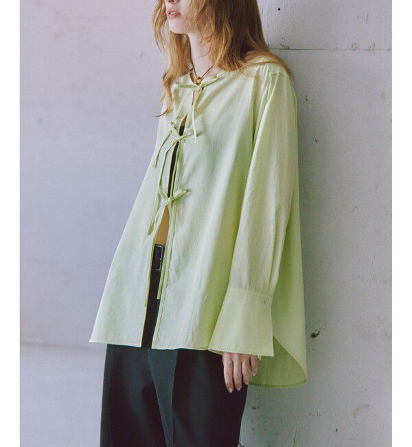 ADAM ET ROPE'「【サステナブル】リボンブラウス」|シャツ・ブラウス|ライトグリン(33)