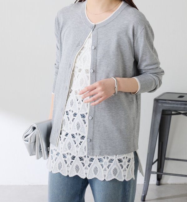  「レイヤード風クルーネックカーディガン」|ニット・セーター|