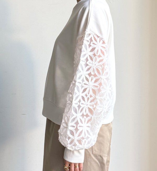  「【WEB限定】フラワーチュール切替裏毛プルオーバー」|Tシャツ・カットソー|