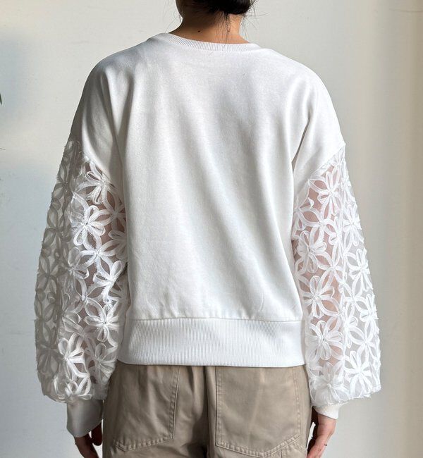  「【WEB限定】フラワーチュール切替裏毛プルオーバー」|Tシャツ・カットソー|
