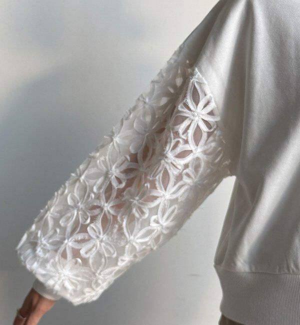  「【WEB限定】フラワーチュール切替裏毛プルオーバー」|Tシャツ・カットソー|