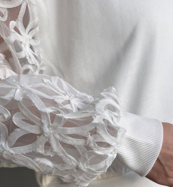  「【WEB限定】フラワーチュール切替裏毛プルオーバー」|Tシャツ・カットソー|