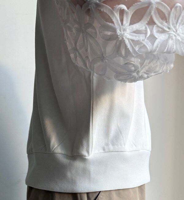  「【WEB限定】フラワーチュール切替裏毛プルオーバー」|Tシャツ・カットソー|