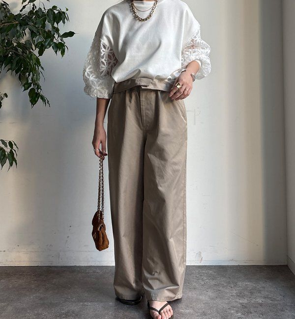  「【WEB限定】フラワーチュール切替裏毛プルオーバー」|Tシャツ・カットソー|