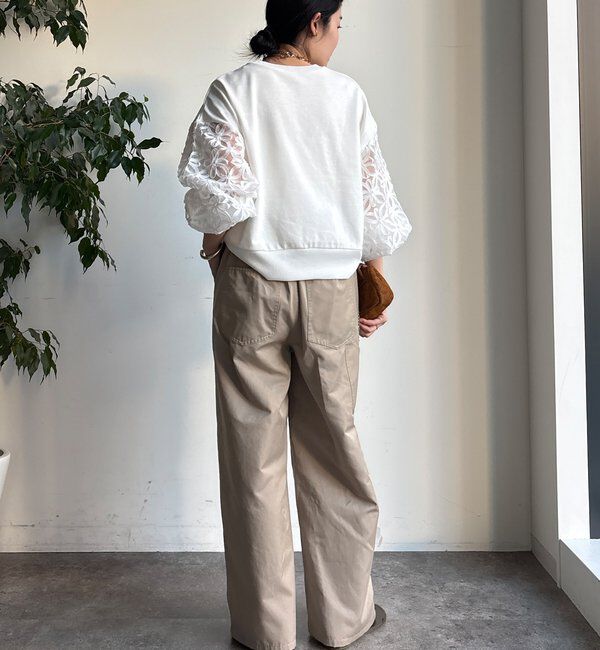  「【WEB限定】フラワーチュール切替裏毛プルオーバー」|Tシャツ・カットソー|