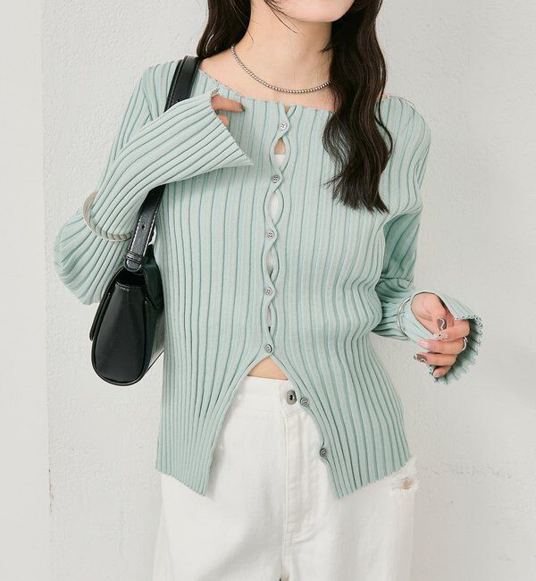  「ラウンドスリットリブカーディガン」|カーディガン|