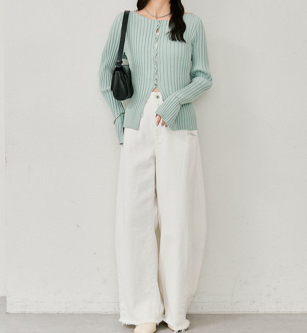  「ラウンドスリットリブカーディガン」|カーディガン|