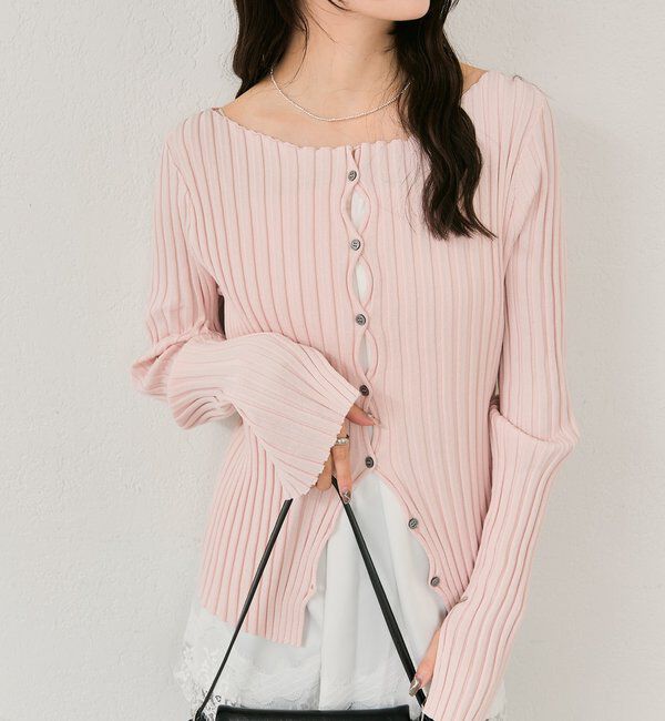  「ラウンドスリットリブカーディガン」|カーディガン|