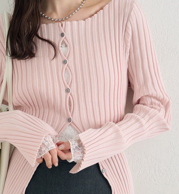  「ラウンドスリットリブカーディガン」|カーディガン|