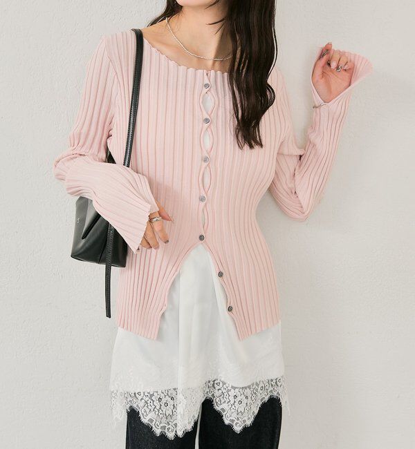  「ラウンドスリットリブカーディガン」|カーディガン|