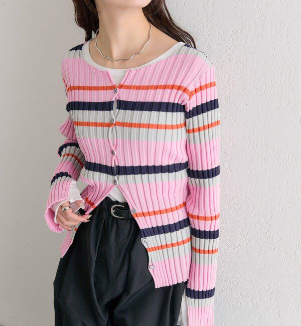  「ラウンドスリットリブカーディガン」|カーディガン|