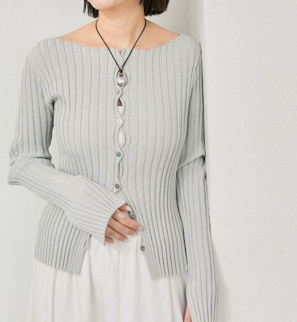  「ラウンドスリットリブカーディガン」|カーディガン|