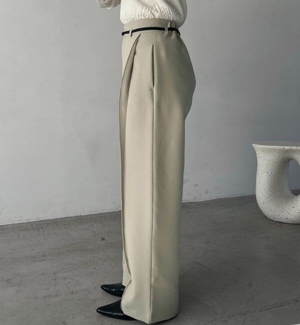  「【低身長サイズあり】カーブタックベルト付パンツ」|チノ|