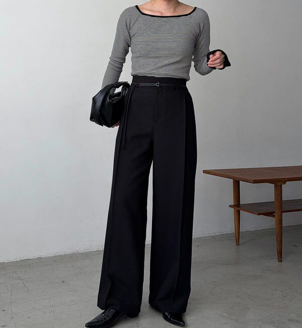  「【低身長サイズあり】カーブタックベルト付パンツ」|チノ|