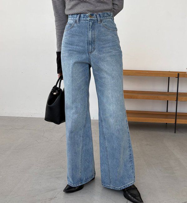  「【低身長サイズあり】セミフレアデニム」|デニム|