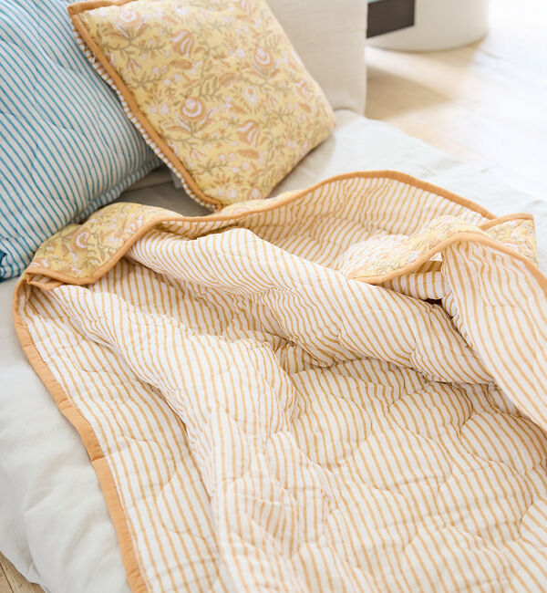 collex「ブロックプリント キルトブランケット 140&times;200」|ブランケット|