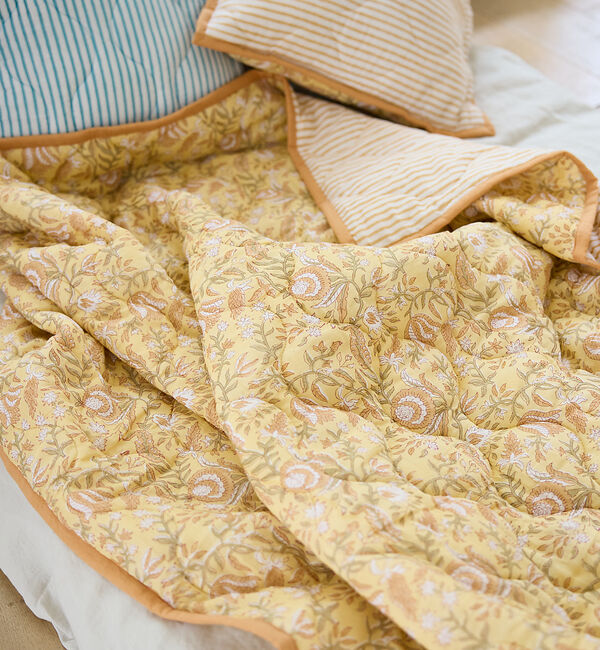 collex「ブロックプリント キルトブランケット 140&times;200」|ブランケット|