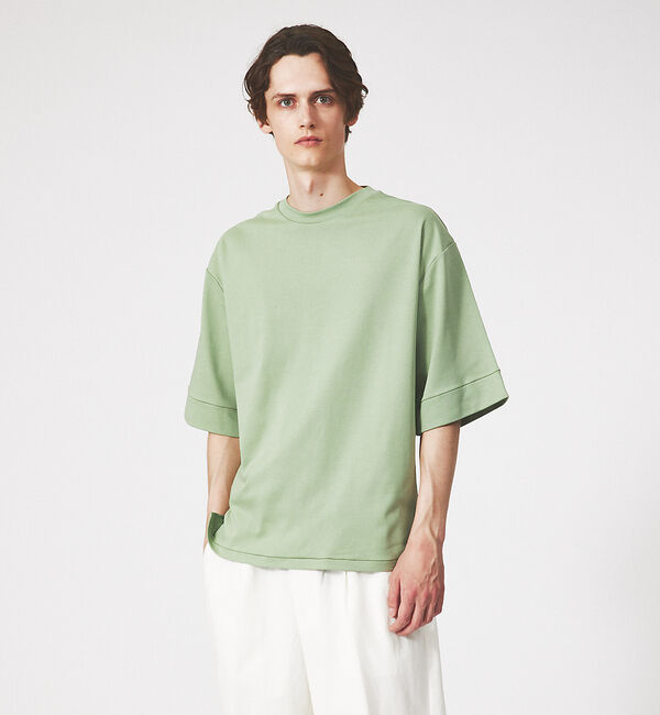 ABAHOUSE「【定番】ドロップショルダー 五分袖 メローロック Tシャツ」|Tシャツ・カットソー|グリーン系その他1