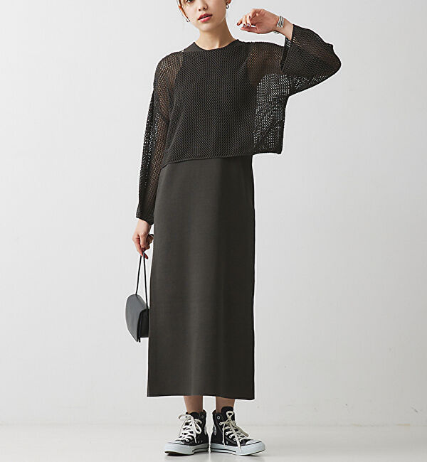 Rouge vif「シアーニット アンサンブルワンピ」|ワンピース|チャコールグレー