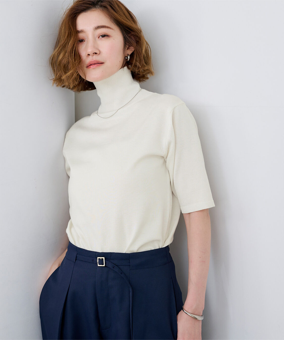 ur's「ハイネックハーフスリーブフィットニット」|ニット・セーター|