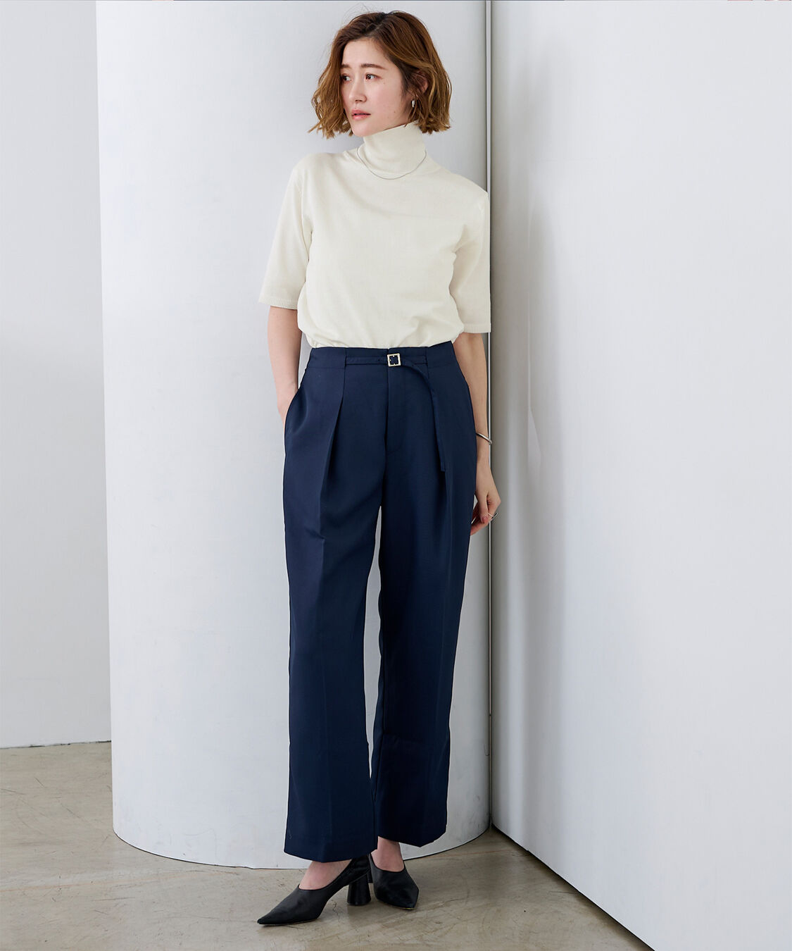 ur's「ハイネックハーフスリーブフィットニット」|ニット・セーター|